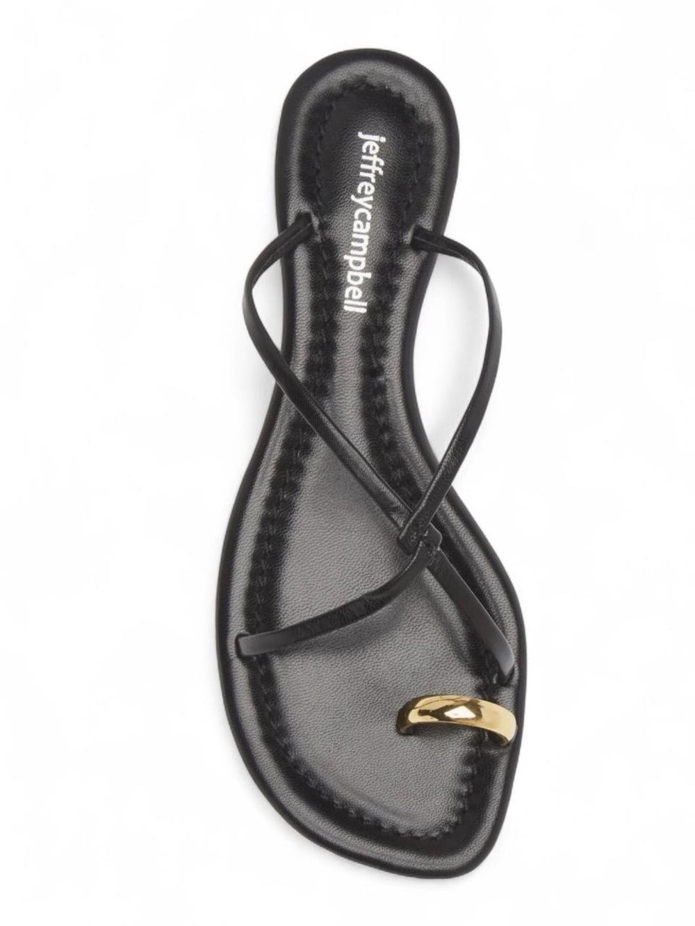 Jeffrey Campbell Black Strappy Toe-Ring Sandal with Gold Accent size 9